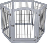 Lords & Labradors Wooden Foldable Training & Safety Puppy Play Pen - Grey