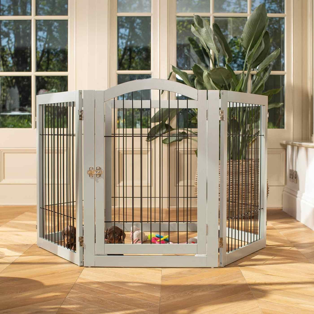Lords & Labradors Wooden Foldable Training & Safety Puppy Play Pen - Grey
