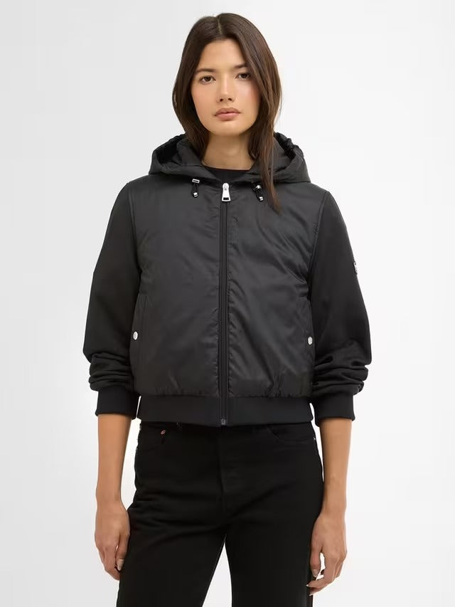 NEW Barbour Women's Equinox Quilted Sweatshirt Cropped Jacket - Black - UK 16