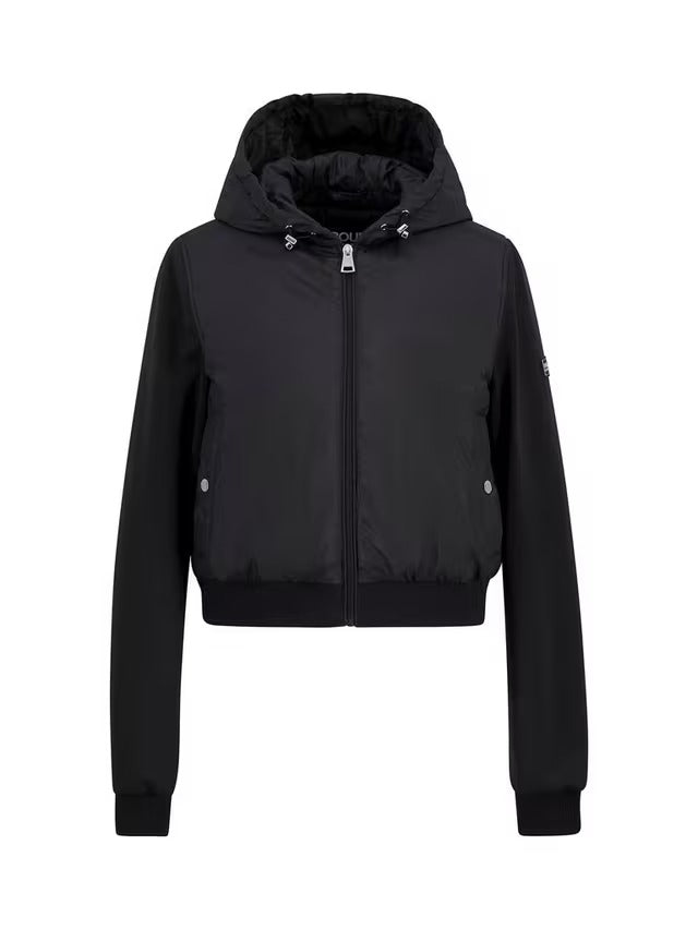 NEW Barbour Women's Equinox Quilted Sweatshirt Cropped Jacket - Black - UK 16