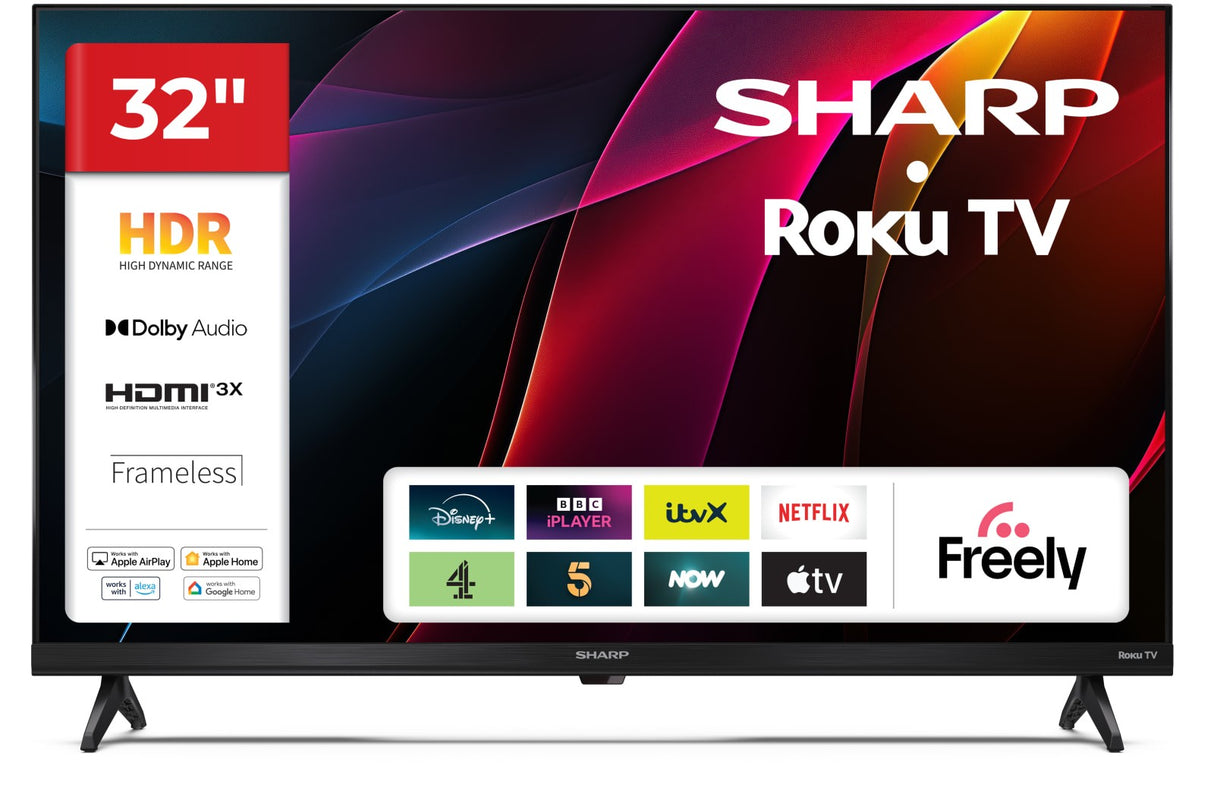 Sharp 32HD2025K Roku HD Ready 32 Inches LED Smart TV with Freely - Black