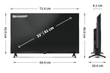 Sharp 32HD2425K 32in WI-Fi HD Ready LED HDR Roku Freeview Smart TV - Black