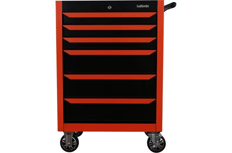 Halfords 27" 6 Drawer Garage Workshop Tool Chest Cabinet - Neon Orange