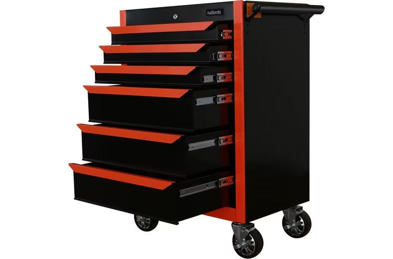 Halfords 27" 6 Drawer Garage Workshop Tool Chest Cabinet - Neon Orange