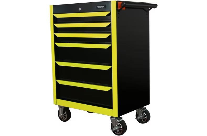 Halfords 27" 6 Drawer Garage Workshop Tool Chest Cabinet - Neon Yellow