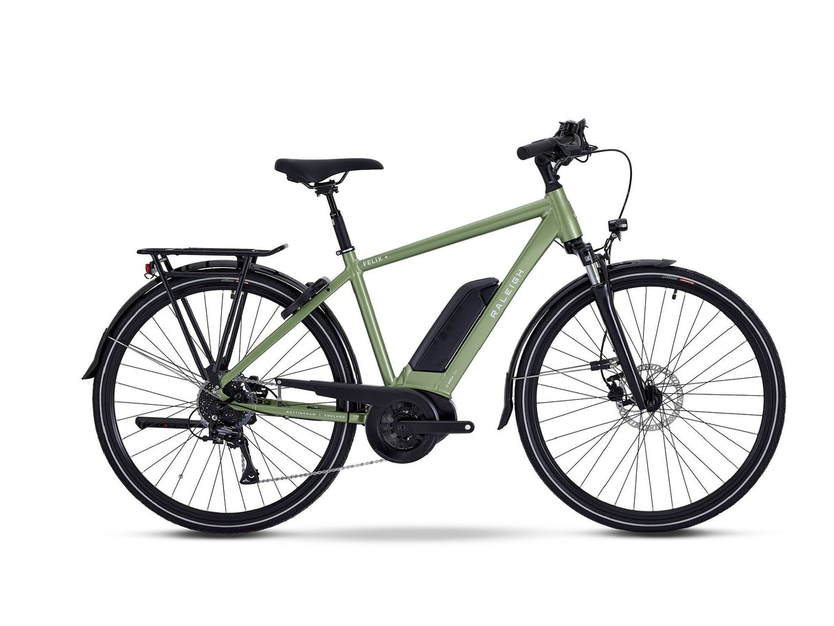 Raleigh Felix+ Crossbar Disc Brakes Hybrid E--Bike - Green - Medium 19''