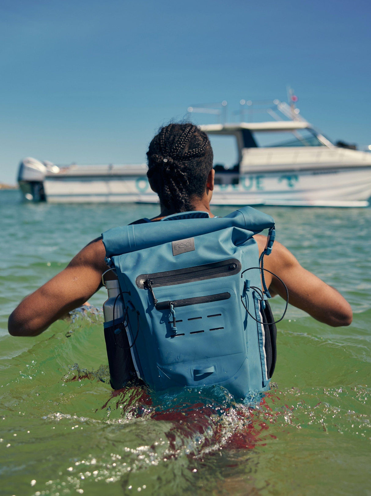 Red Original Adventure 30L Waterproof Roll-Top Outdoor Backpack - Storm Blue