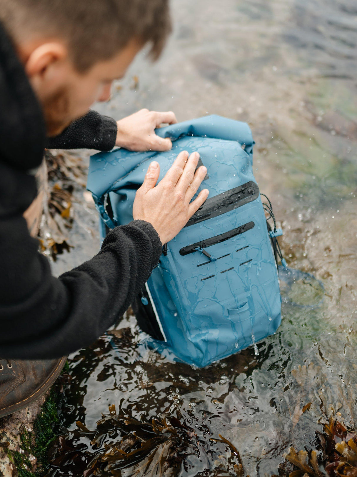 Red Original Adventure 30L Waterproof Roll-Top Outdoor Backpack - Storm Blue
