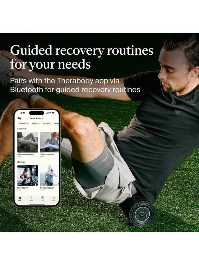 Therabody Sports Recovery Bluetooth Wave Vibration Foam Roller 13 x 30 Black