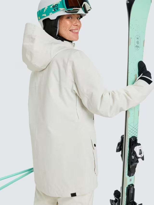 Roxy Women's Stated Technical Snow Winter Ski Jacket - Whisper White - XS