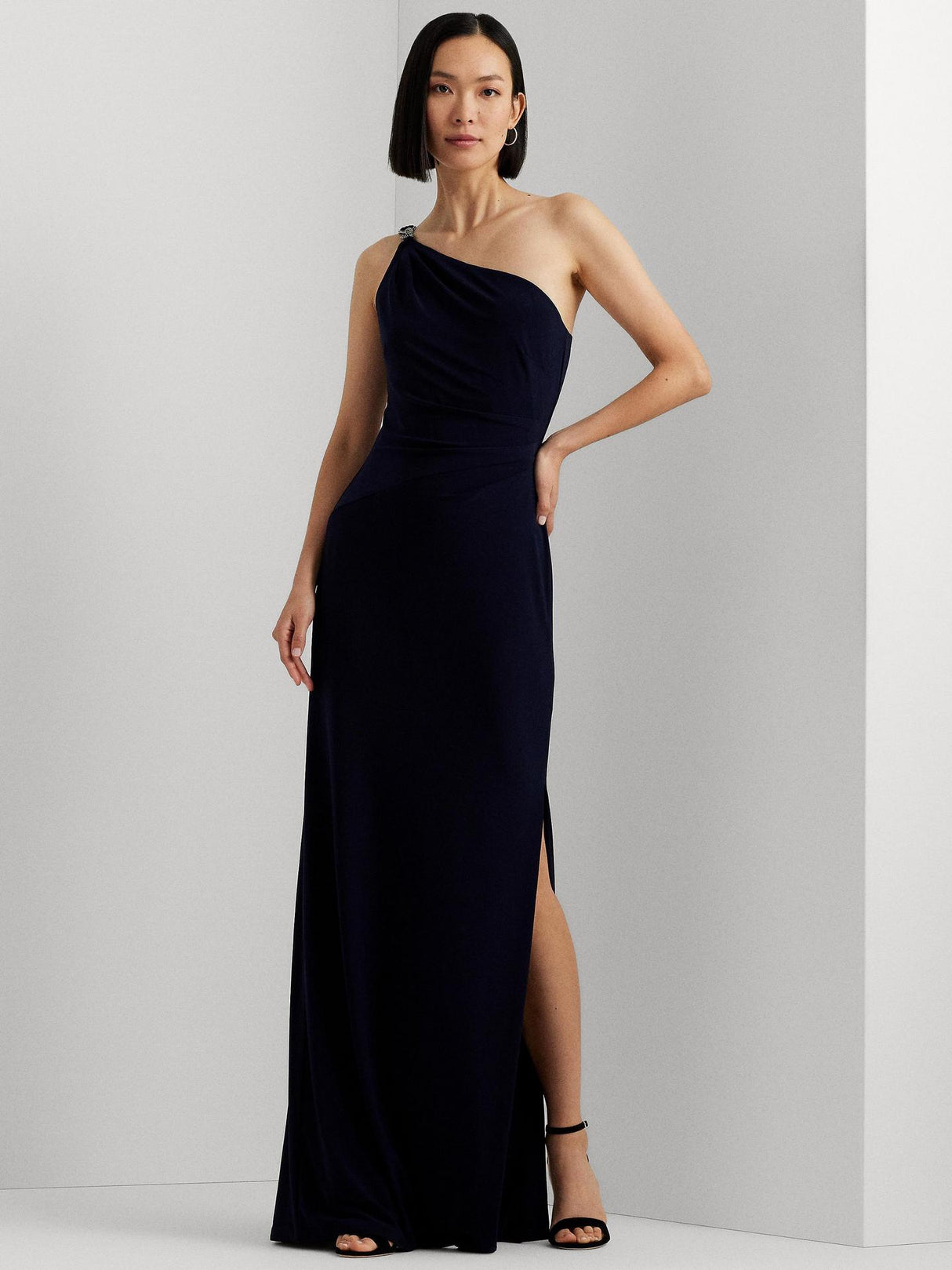 Ralph Lauren Women's Belina Asymmetric Maxi Dress Lighthouse Navy - Size 16