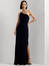 Ralph Lauren Women's Belina Asymmetric Maxi Dress Lighthouse Navy - Size 16