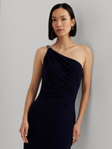 Ralph Lauren Women's Belina Asymmetric Maxi Dress Lighthouse Navy - Size 16