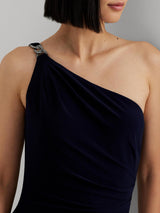 Ralph Lauren Women's Belina Asymmetric Maxi Dress Lighthouse Navy - Size 16