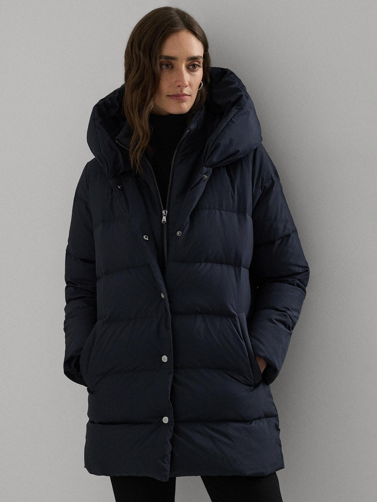 Ralph Lauren Women's Regular Hooded Duvet Down Coat - Dark Navy - Small