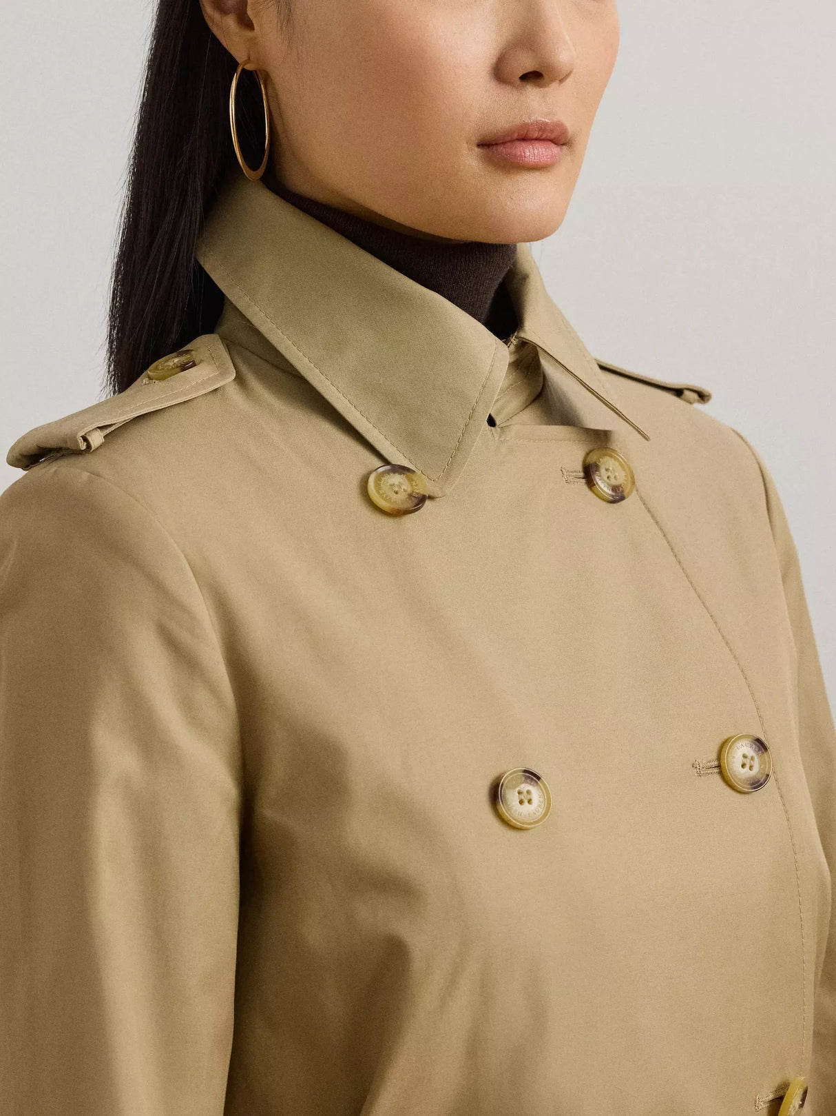 Ralph Lauren Women's Double Breasted Cotton Blend Trench Coat - Brown - M