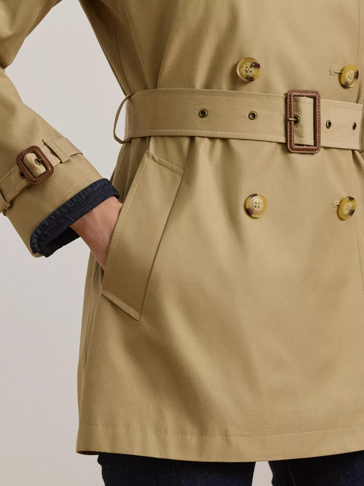 Ralph Lauren Women's Double Breasted Cotton Blend Trench Coat - Brown - M