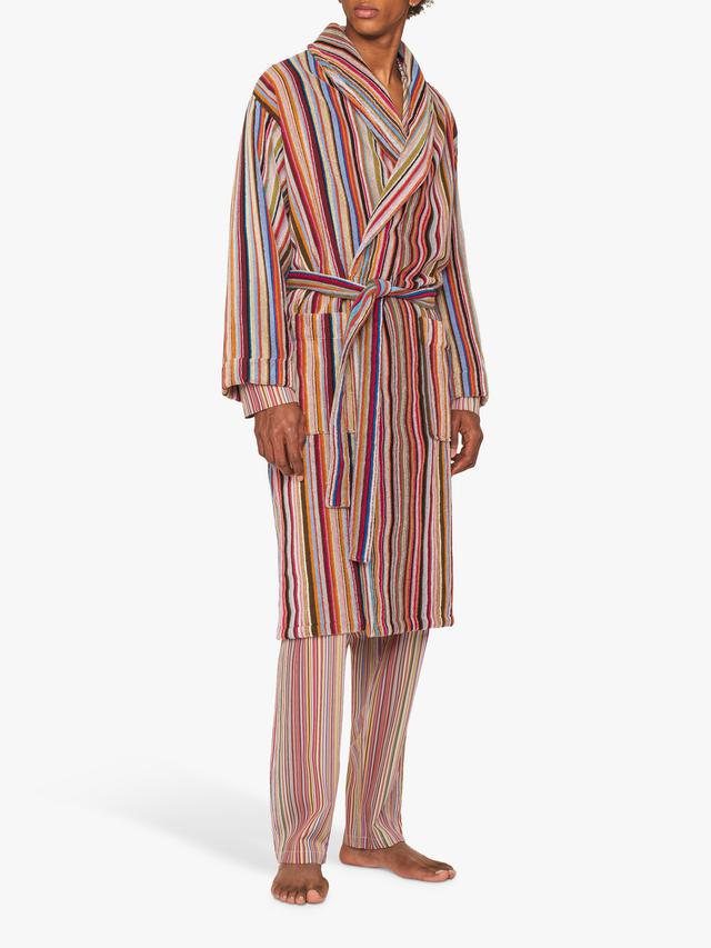 Paul Smith Men's Signature Stripe Cotton Dressing Gown Robe - Multi - Small