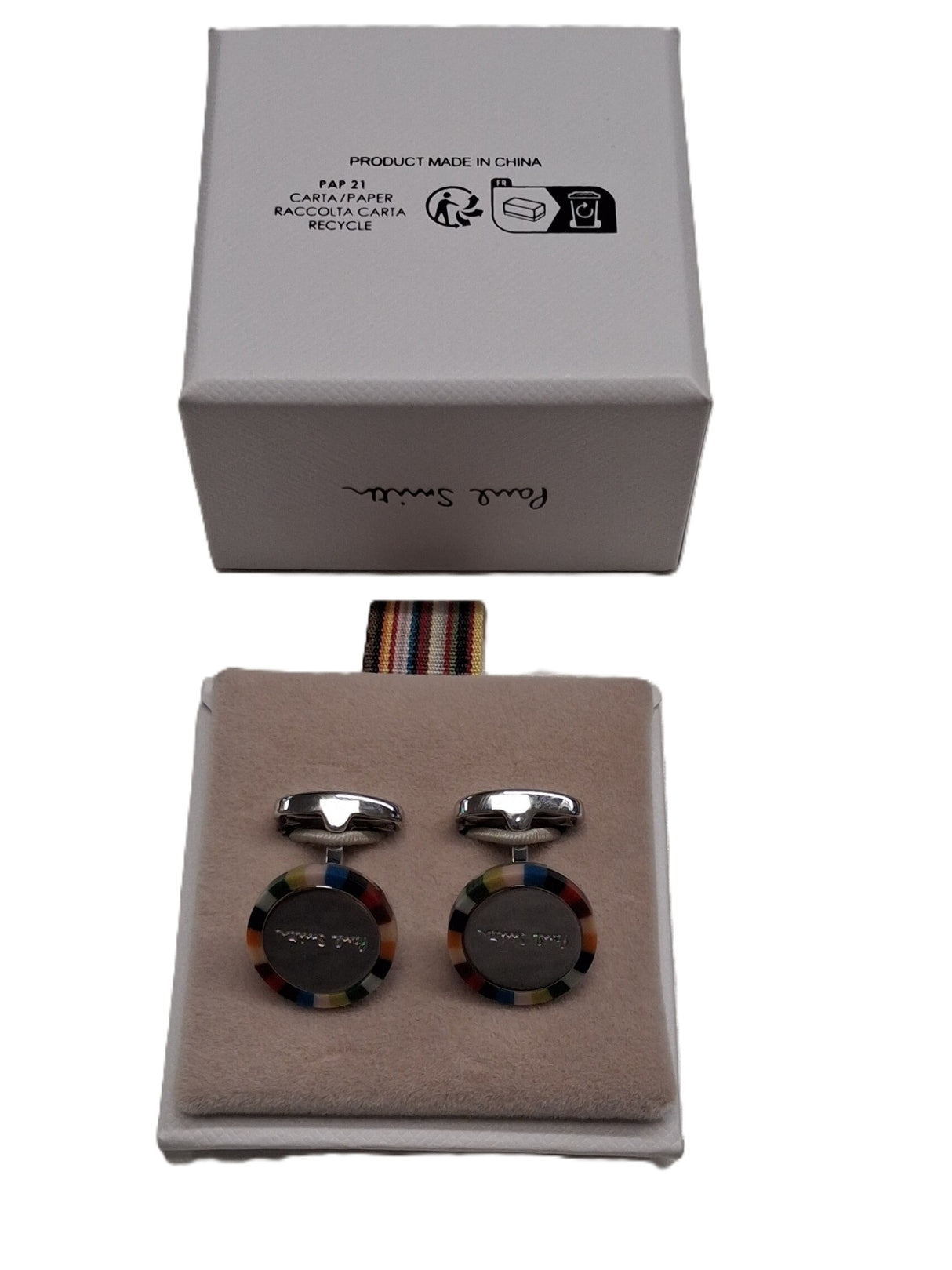 Paul Smith Medgel Men's Shirt Accessory Stripe Cufflinks - Multicoloured