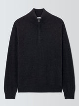 John Lewis Pure Cashmere Half Zip High Neck Men's Jumper - Large - Charcoal