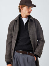 John Lewis Pure Cashmere Half Zip High Neck Men's Jumper - Large - Charcoal