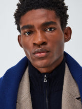 John Lewis Cashmere Half Zip High Neck Jumper Long Sleeve - Navy - Large