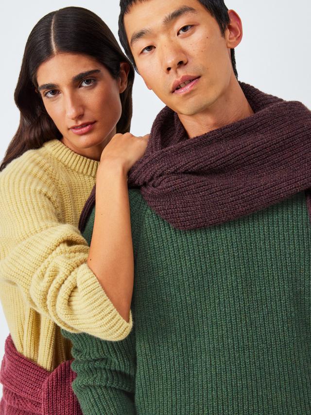 John Lewis Men's Recycled Wool Crew Neck Ribbed Jumper - Size Large - Green