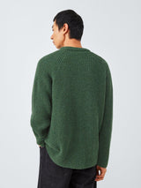 John Lewis Men's Recycled Wool Crew Neck Ribbed Jumper - Size Large - Green