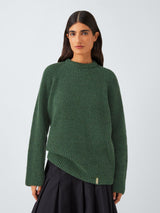 John Lewis Men's Recycled Wool Crew Neck Ribbed Jumper - Size Large - Green