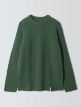 John Lewis Men's Recycled Wool Crew Neck Ribbed Jumper - Size Large - Green