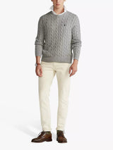 Ralph Lauren Polo Men's Cotton Cable Knit Jumper - Fawn Frey Heather - XXL