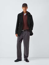 John Lewis Men's Double Breasted Wool Blend Peacoat Jacket - Black - XL