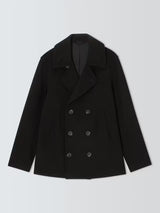 John Lewis Men's Double Breasted Wool Blend Peacoat Jacket - Black - XL