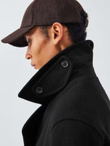 John Lewis Men's Double Breasted Wool Blend Peacoat Jacket - Black - XL