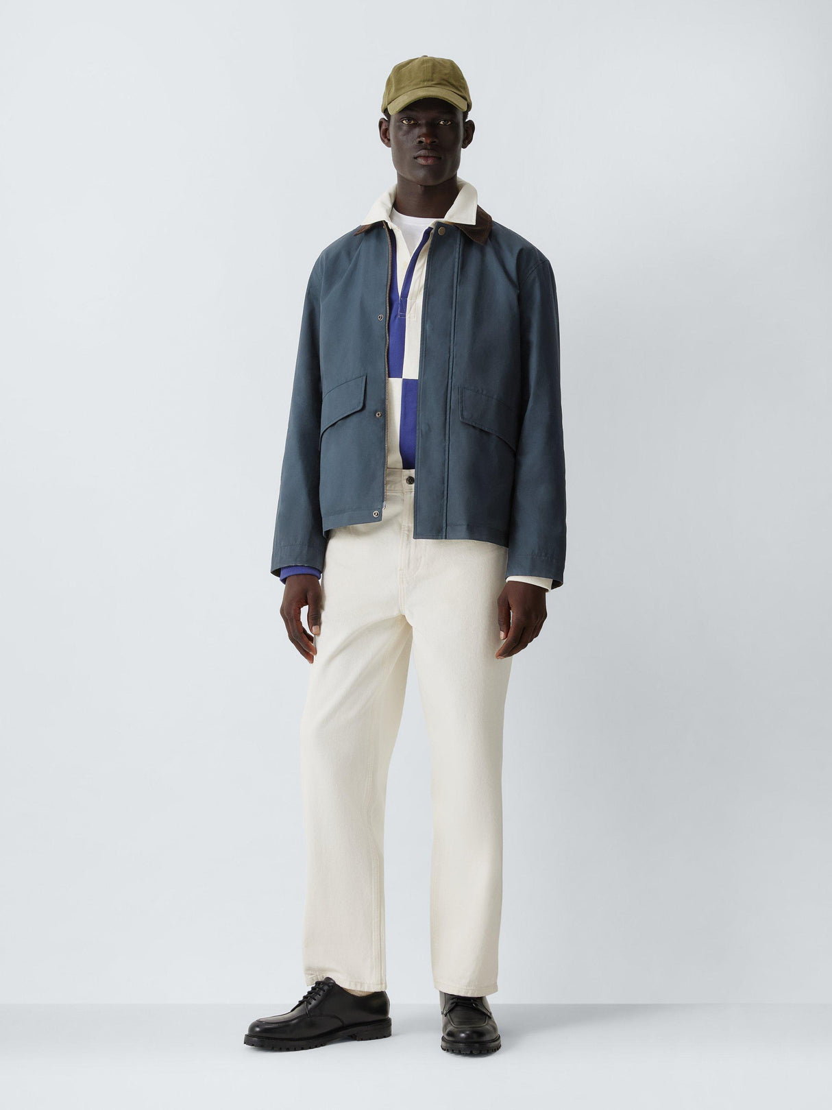 John Lewis Men's Spring Cotton Wax Regular Jacket - Sky Captain Blue - Small