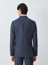 John Lewis Double Breasted Regular Fit Striped Suit Jacket - Navy - Size 40R