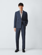 John Lewis Double Breasted Regular Fit Striped Suit Jacket - Navy - Size 40R