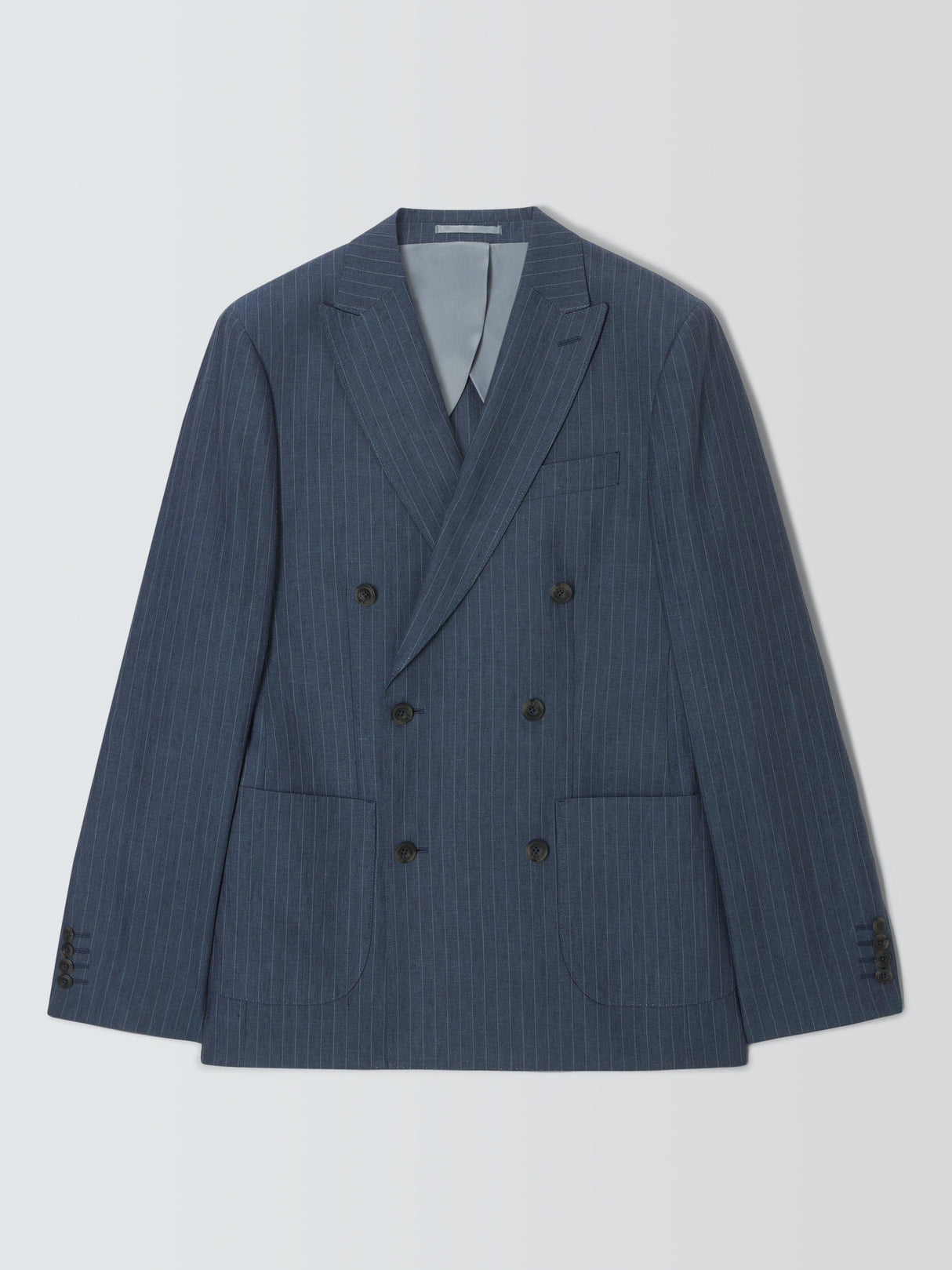 John Lewis Double Breasted Regular Fit Striped Suit Jacket - Navy - Size 40R