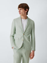 John Lewis Linen Cotton Blend Slim Fit Buttoned Men's Suit Jacket - Mint 40L