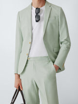 John Lewis Linen Cotton Blend Slim Fit Buttoned Men's Suit Jacket - Mint 40L