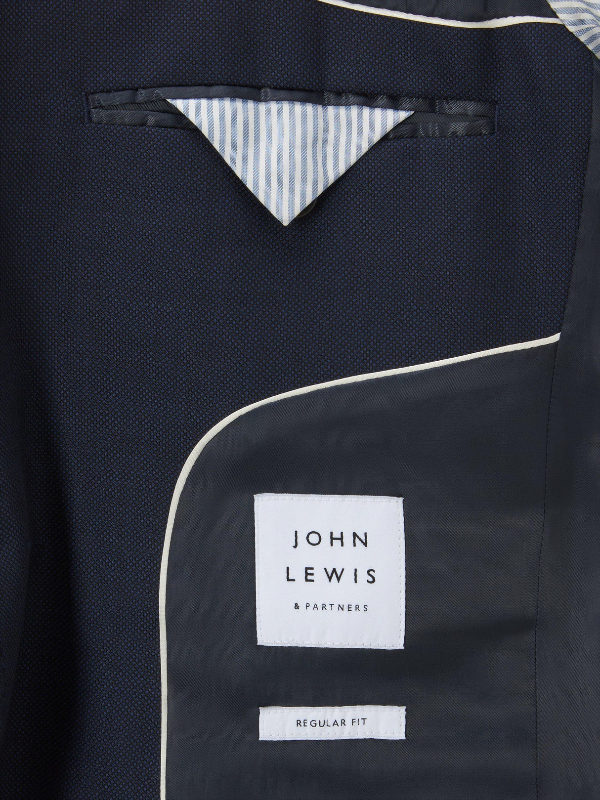 John Lewis Super 100's Birdseye Wool Regular Men's Suit Blazer - Navy 38S