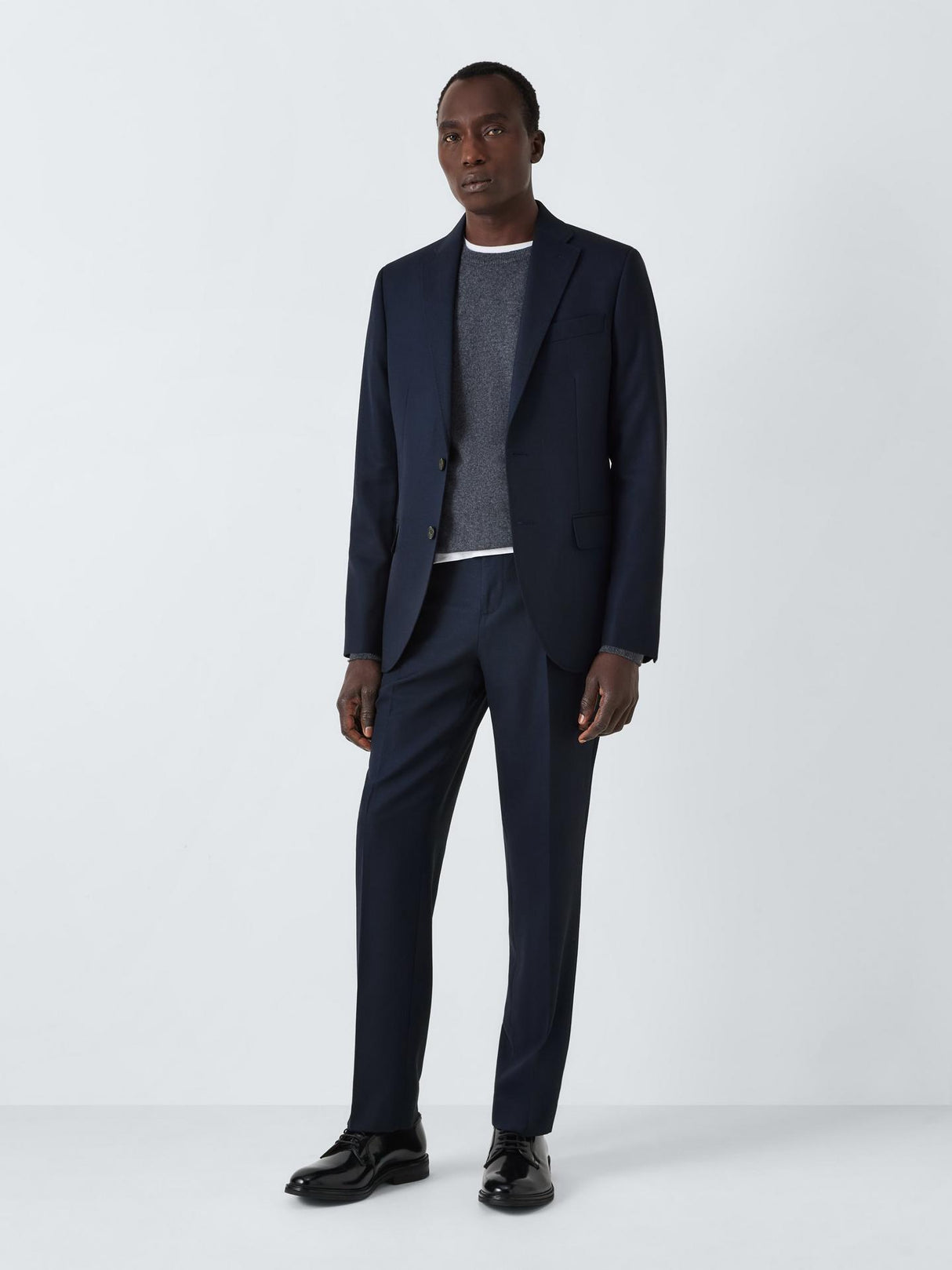 John Lewis Super 100's Birdseye Wool Men's Regular Suit Blazer - 44L - Navy