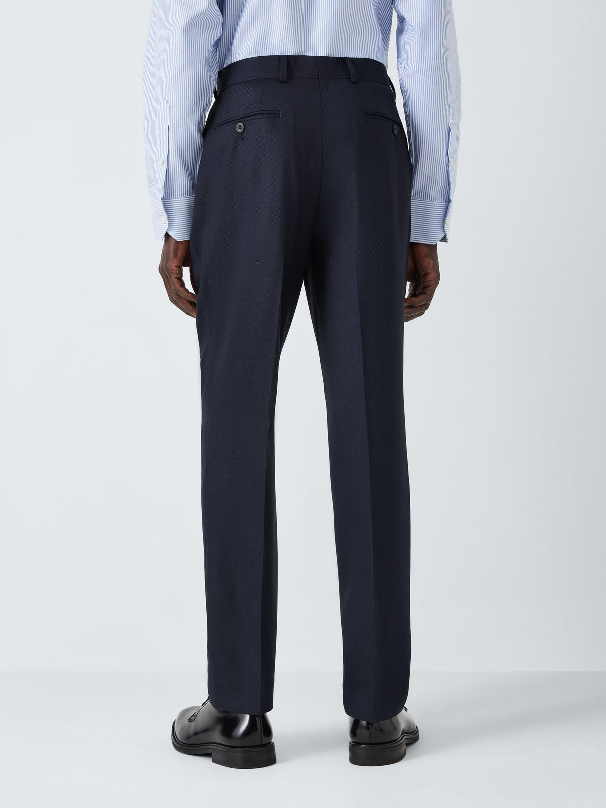 John Lewis Super 100's Birdseye Wool Regular Men's Suit Trousers - 42R Navy