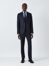 John Lewis Super 100's Birdseye Wool Regular Men's Suit Trousers - 42R Navy