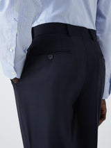 John Lewis Super 100's Birdseye Wool Regular Men's Suit Trousers - 42R Navy