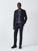 John Lewis Super 100's Birdseye Wool Regular Men's Suit Trousers - 42R Navy