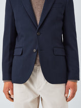 John Lewis Men's Single Breasted Cotton Blend Knit Blazer - Size 44R Navy