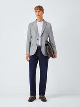 John Lewis Single Breasted Cotton Blend Men's Knit Blazer Jacket - Grey 42R