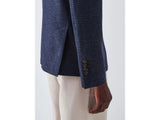 John Lewis Moons Wool Check Regular Men's Tailored Blazer Jacket 42R - Navy