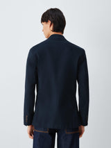 John Lewis Washed Cotton Men's Regular Blend Regular Fit Blazer - Navy - 38R